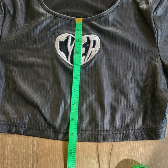 Black Crop Top with Cyber Heart - Picture 5 of 8